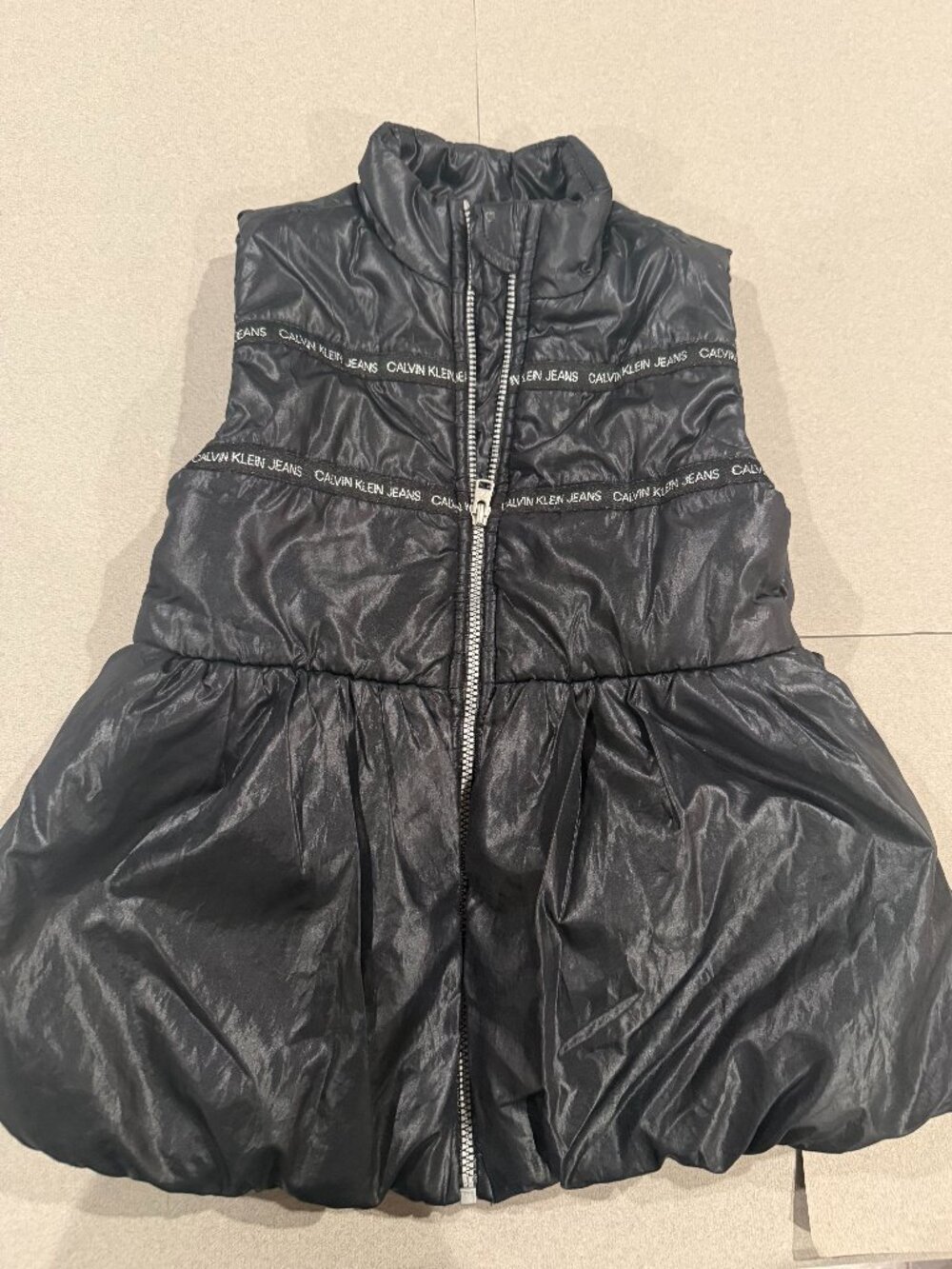 Calvin Klein Jeans Black Peplum Puffer Vest — Girls Size 5